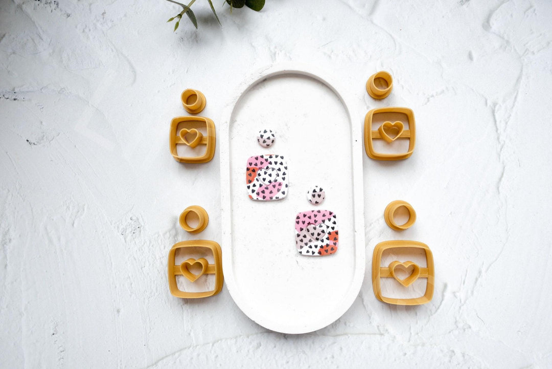 Heart Clay Cutters: Polymer Clay Earring & Cookie Cutter Set
