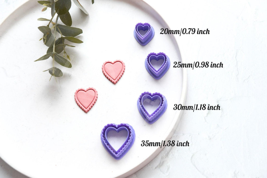 Heart Polymer Clay Cutter – Scalloped Valentine Clay Cutter for Earrings, Mini Clay Tool for DIY Jewelry Making, 3D Printed