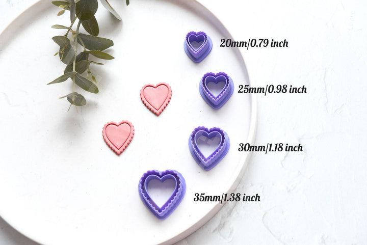 Heart Polymer Clay Cutter – Scalloped Valentine Clay Cutter for Earrings, Mini Clay Tool for DIY Jewelry Making, 3D Printed