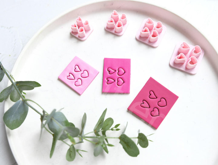 Heart Slab Cutter Set: Valentine Clay Print Stamp, Earring Making (7-10mm)