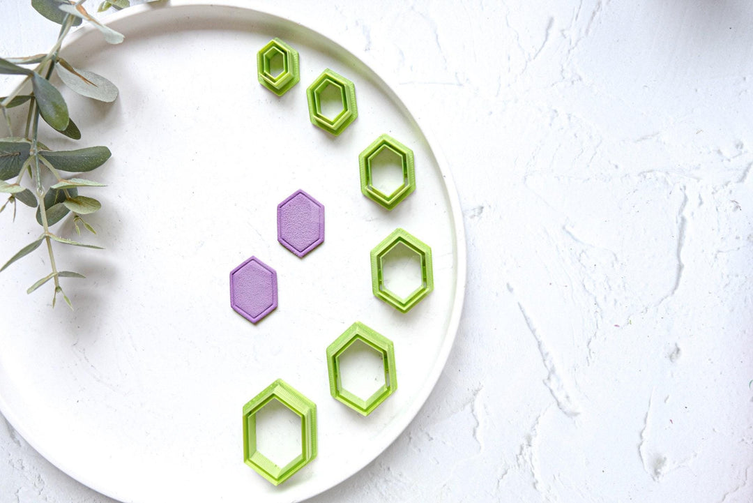 Hexagon Clay Cutter Set: Geometric Embossed Earring Tool