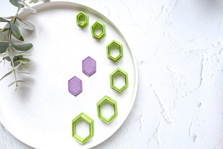 Hexagon Clay Cutter Set: Geometric Embossed Earring Tool