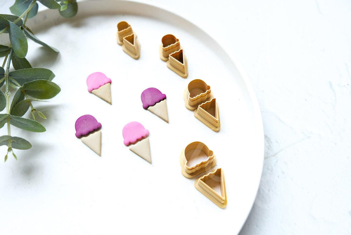 Ice Cream Polymer Clay Cutter Set – Summer Mini Clay Cutters for Earrings, DIY Jewelry Making Tools, 3D Printed Clay Supplies