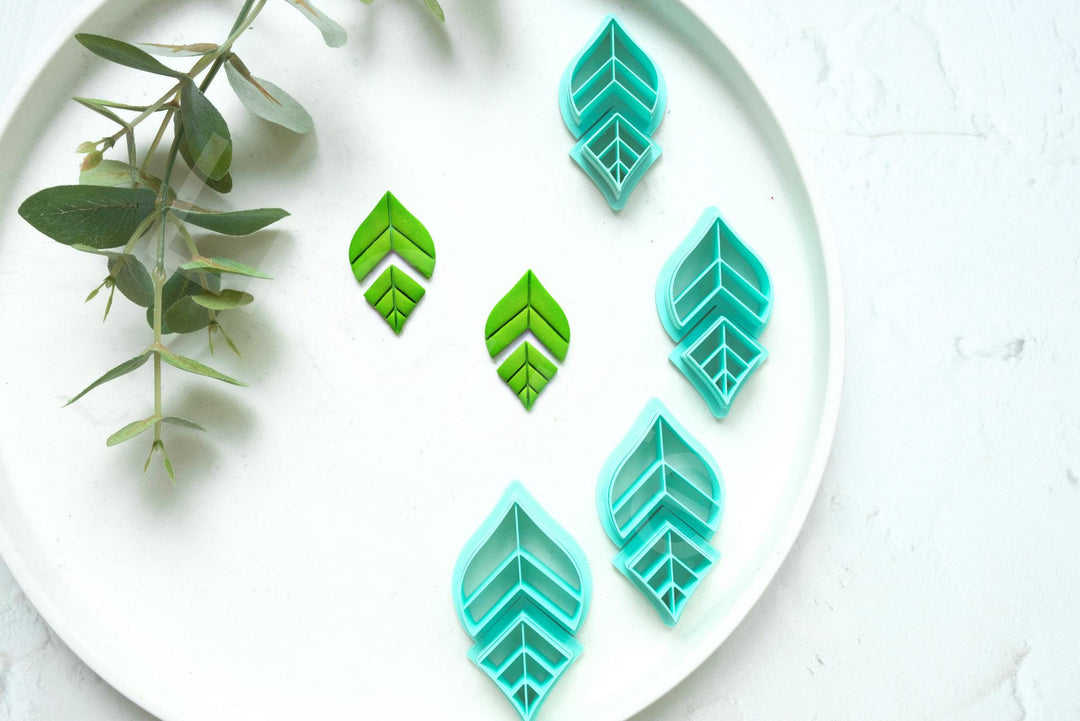 Leaf Polymer Clay Cutter Set (2pc): Embossed Scallop Design