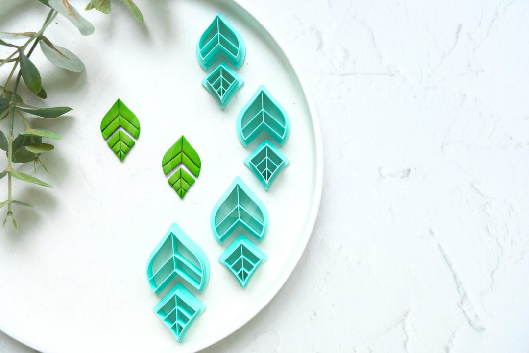 Leaf Polymer Clay Cutter Set (2pc): Embossed Scallop Design