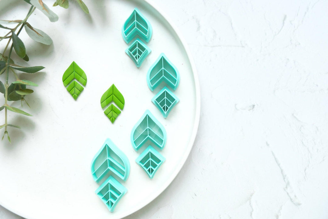 Leaf Polymer Clay Cutter Set (2pc): Embossed Scallop Design