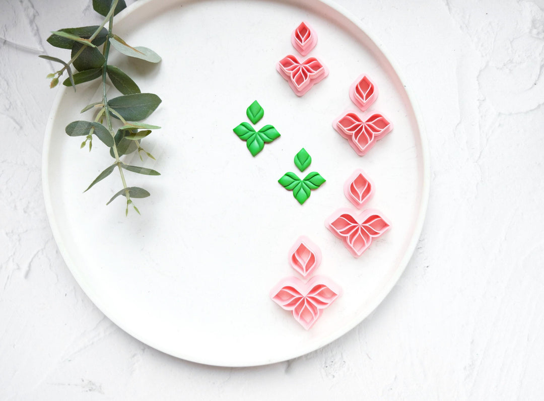 Leaf & Flower Polymer Clay Cutters: Earring Making, Embossing