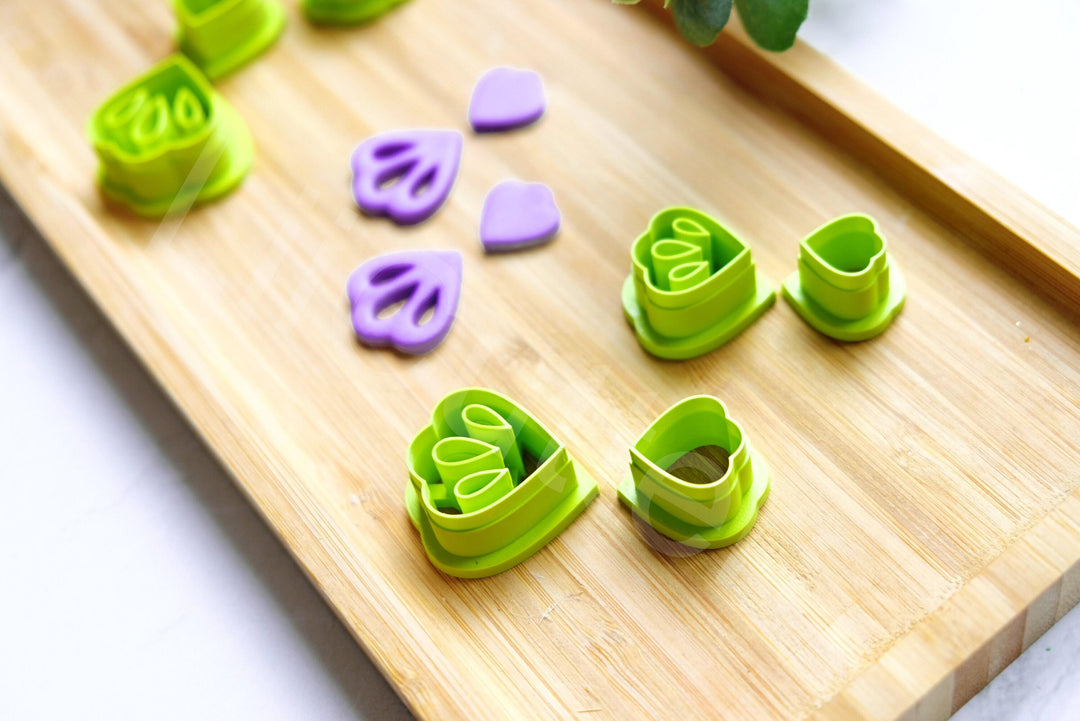 Leaf Polymer Clay Cutters: Flower Earring, Hair Clip, Geometric Shapes (35-55mm)