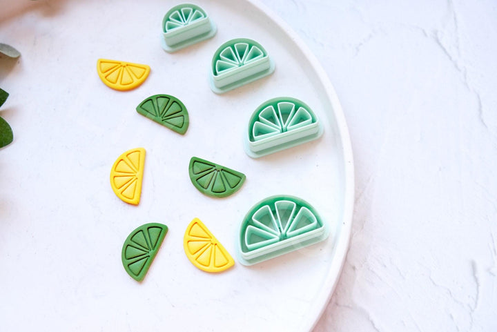 Half Lime Lemon slice polymer clay cutter, Lemon earring cutter, Fruit Polymer clay Cutter, Lime earrings, Lemon earrings