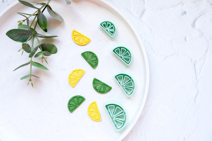 Half Lime Lemon slice polymer clay cutter, Lemon earring cutter, Fruit Polymer clay Cutter, Lime earrings, Lemon earrings