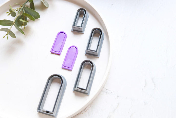 Long Arch Polymer Clay Cutter Set – Long Window & Tall Embossed Earring Mold, Geometric Clay Tools for Jewelry