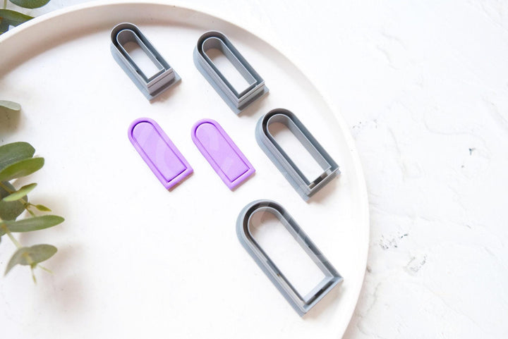 Long Arch Polymer Clay Cutter Set – Long Window & Tall Embossed Earring Mold, Geometric Clay Tools for Jewelry