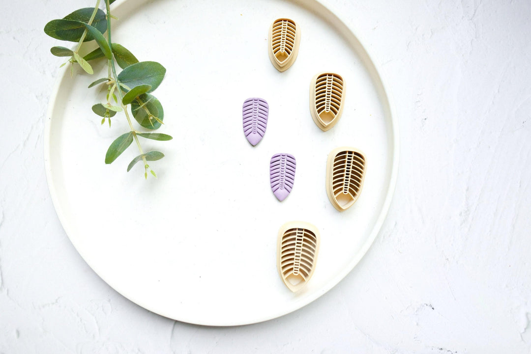 Macrame Feather Clay Cutter: Boho Earring, Hair Clip (30-45mm)