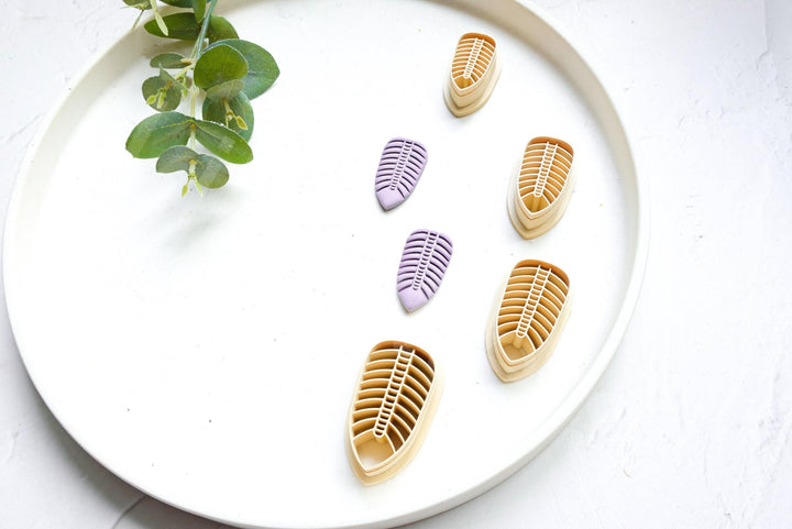 Macrame Feather Clay Cutter: Boho Earring, Hair Clip (30-45mm)