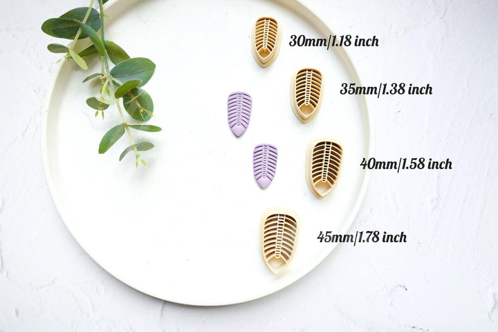 Macrame Feather Clay Cutter: Boho Earring, Hair Clip (30-45mm)