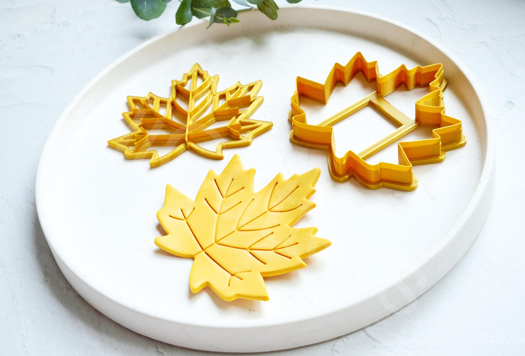 Maple Leaf Clay Cutter Set for Polymer Clay – Autumn Leaf Dish Mold, Fall Trinket Tray Cutter (80–140mm)