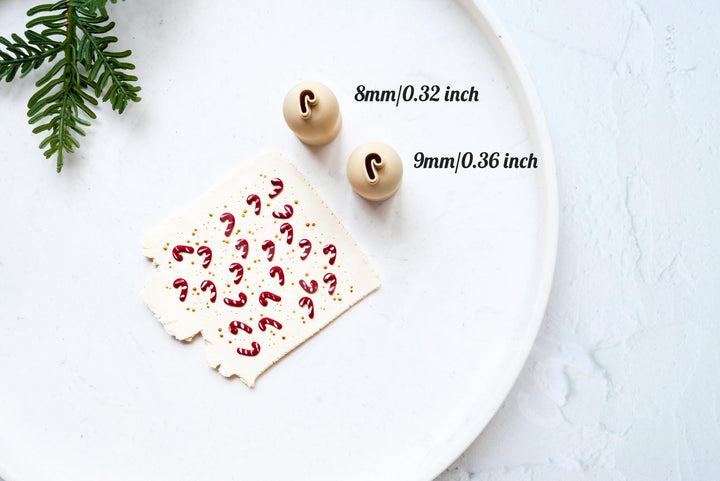 Micro Christmas Candy Cane Clay Cutter Set: Polymer Clay Earring Tool