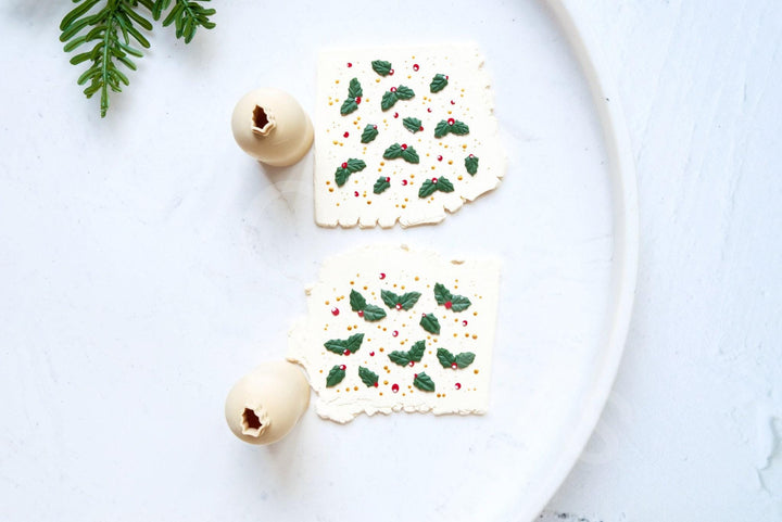 Micro Christmas Holly Leaf Clay Cutter Set: Polymer Clay Earring Tool, Mini Earring Mold, Christmas jewellery