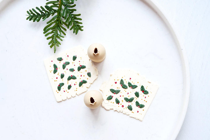 Micro Christmas Holly Leaf Clay Cutter Set: Polymer Clay Earring Tool, Mini Earring Mold, Christmas jewellery