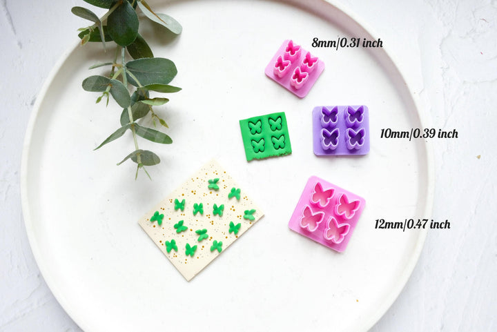 Mini Butterfly Polymer Clay Cutter Set: Embossed Micro Earring Cutters