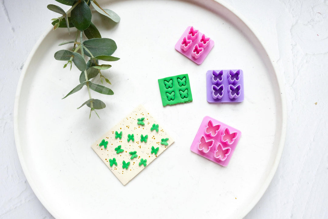 Mini Butterfly Polymer Clay Cutter Set: Embossed Micro Earring Cutters