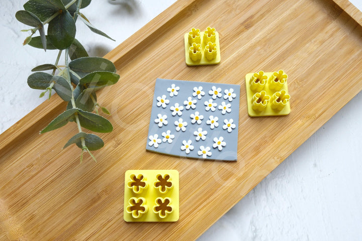 Mini Daisy Polymer Clay Cutter Set | Flower Earring Studs (8mm, 10mm, 12mm) for Jewelry Making