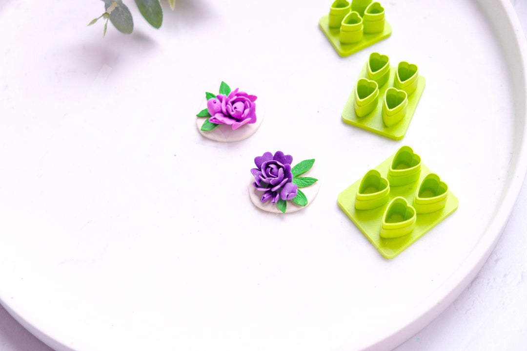 Mini Flower Leaf Polymer Clay Cutter Set: Peony Earring DIY (8mm-12mm)