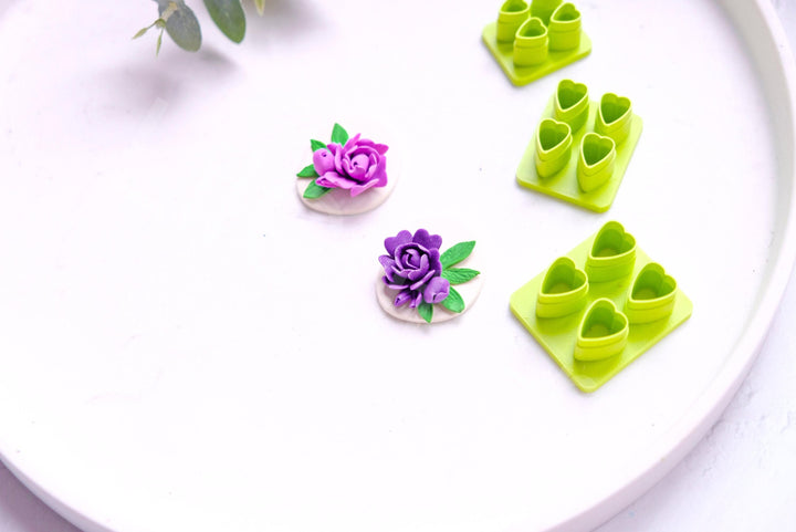 Mini Flower Leaf Polymer Clay Cutter Set: Peony Earring DIY (8mm-12mm)