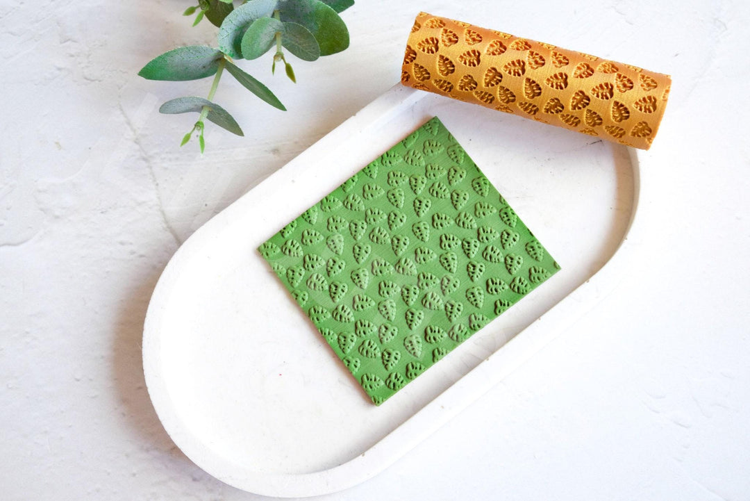 Monstera Leaf Clay Roller: Seamless Texture, Polymer Clay Tool