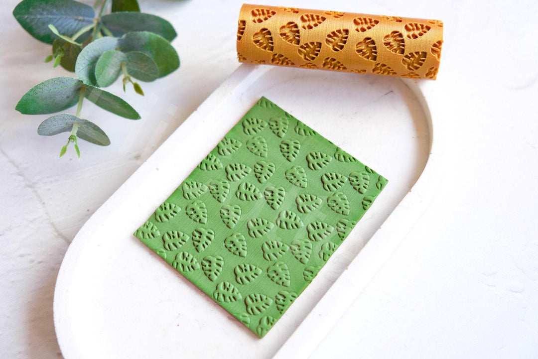 Monstera Leaf Clay Roller: Seamless Texture, Polymer Clay Tool