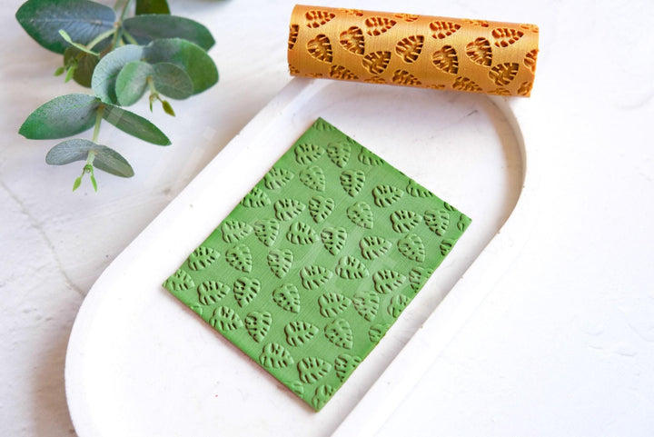 Monstera Leaf Clay Roller: Seamless Texture, Polymer Clay Tool