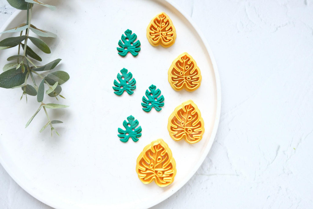Monstera Leaf Polymer Clay Cutter: Embossed Earring Tool (30-45mm)
