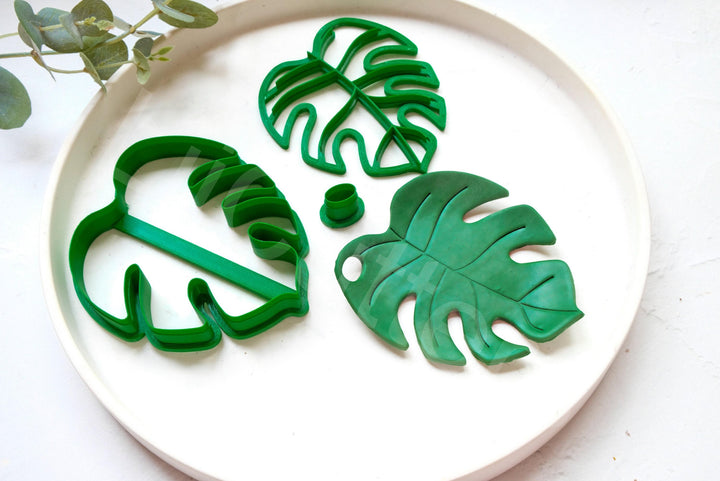 Monstera Leaf Clay Cutter Set – Tropical Plant Polymer Clay Molds, Dish & Leaf Shapes (80–140mm), DIY Jewelry and Home Décor Tool
