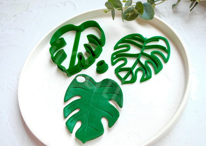 Monstera Leaf Clay Cutter Set – Tropical Plant Polymer Clay Molds, Dish & Leaf Shapes (80–140mm), DIY Jewelry and Home Décor Tool