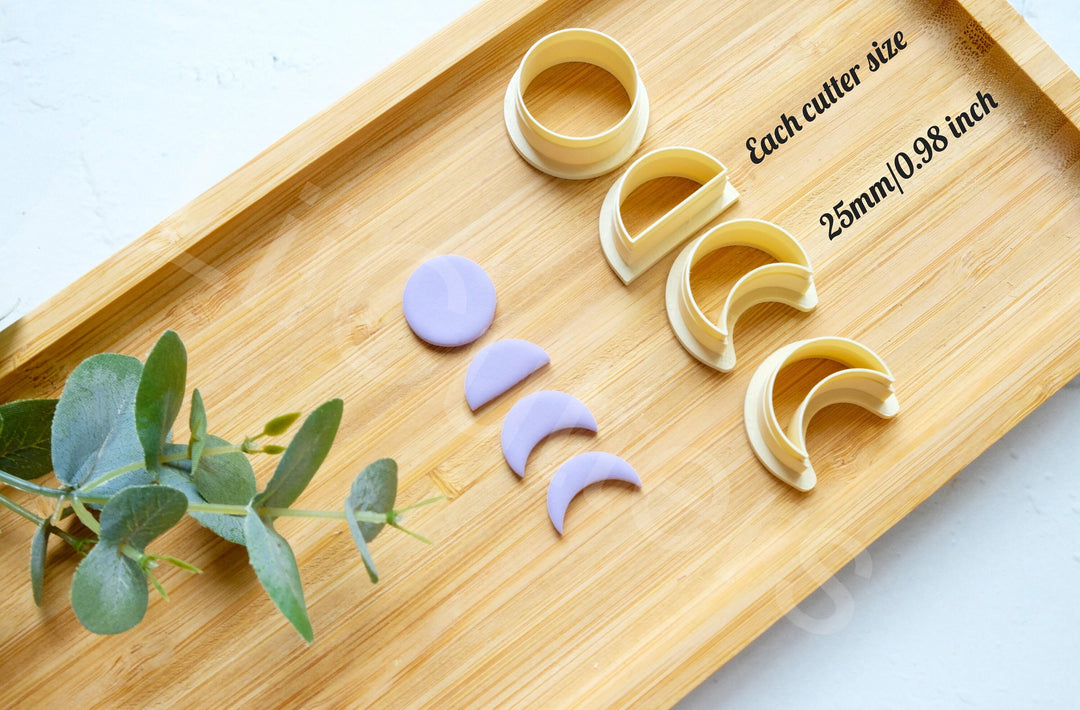 Moon Phase Polymer Clay Cutters: 3D Printed, Earring Making (4 Sizes)