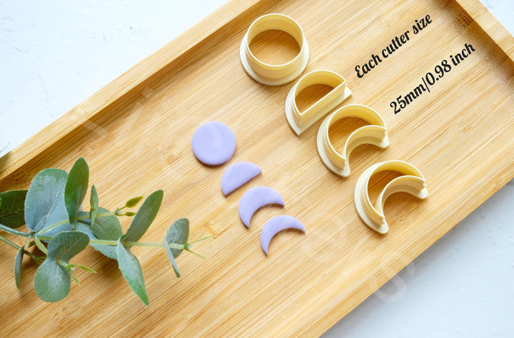Moon Phase Polymer Clay Cutters: 3D Printed, Earring Making (4 Sizes)