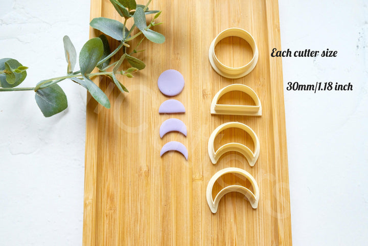 Moon Phase Polymer Clay Cutters: 3D Printed, Earring Making (4 Sizes)