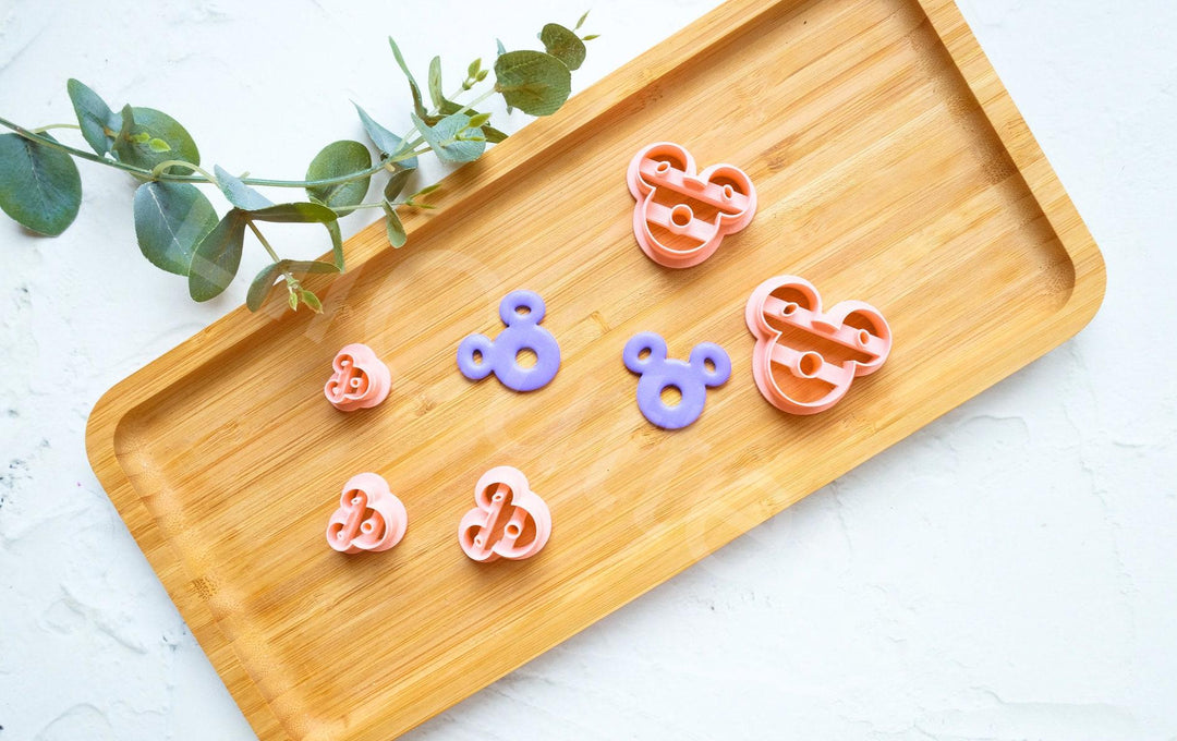 Mouse Donut Polymer Clay Cutter: Christmas Mouse Embossed Design
