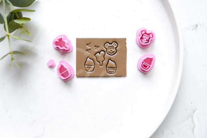 Polymer Clay Cutters Set (5pcs): Mouse, Cupcake, Ice Cream Earring Making Tools