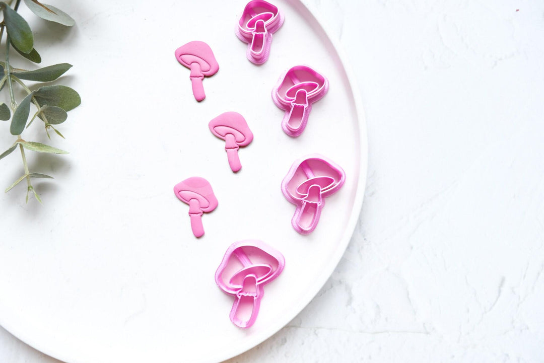 Mushroom Polymer Clay Cutter: Embossed Earring Cutters, 3D Printed