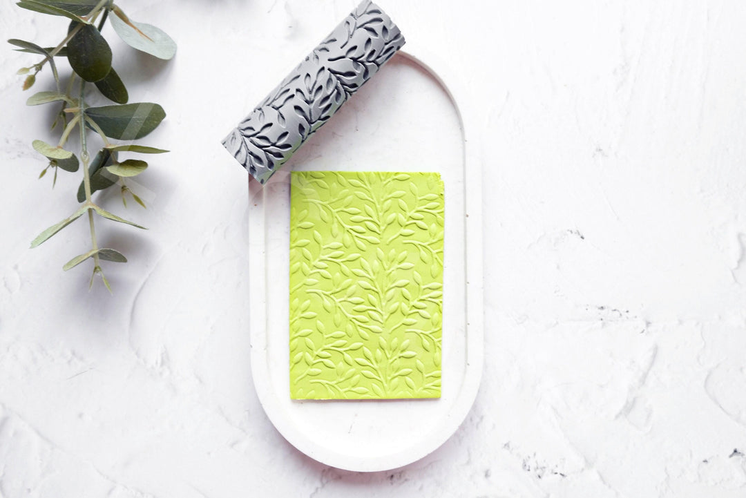 Olive Branch Clay Texture Roller: Polymer Clay Tool (80mm)