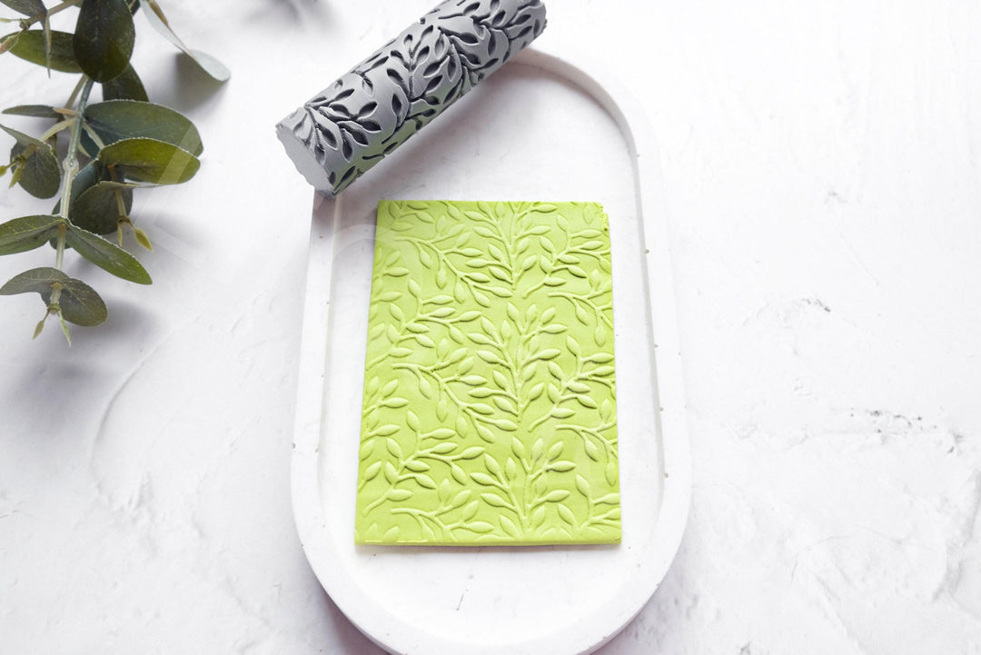 Olive Branch Clay Texture Roller: Polymer Clay Tool (80mm)