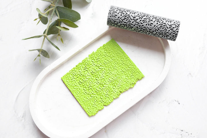 Olive Branch Clay Texture Roller: Botanical Print Tool