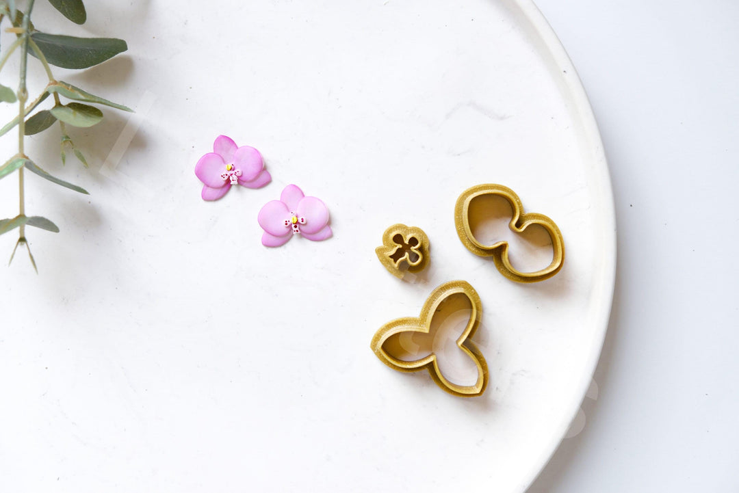 Orchid Flower Clay Cutter Set (3pc): Polymer Clay Earring Cutters, Floral Shape Clay Tools for Jewelry & DIY Earrings Making