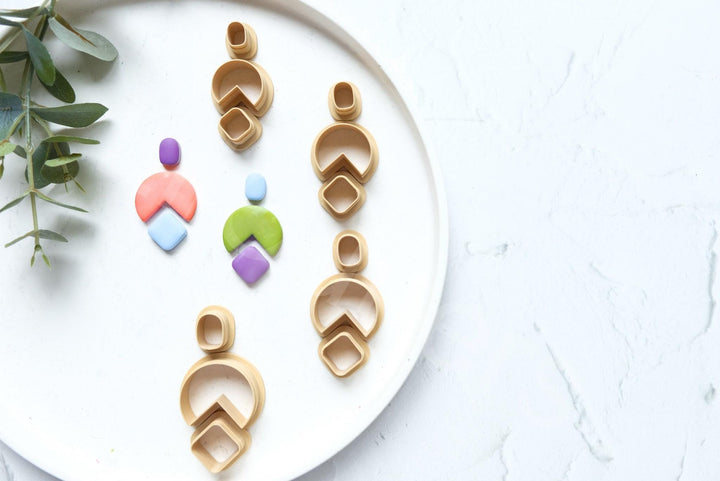 Geometric Clay Earring Cutter Set: Organic Shapes, 3D Printed