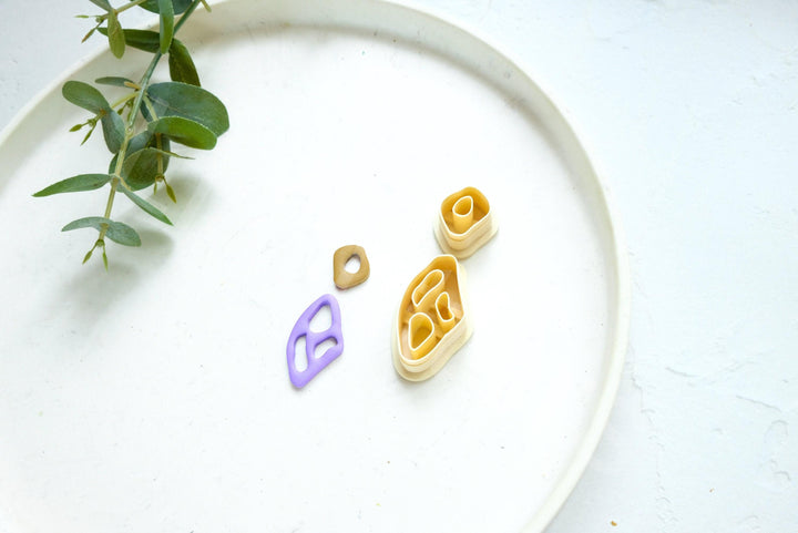 Boho Polymer Clay Earring Cutter Set – Organic Shape Clay Cutters, 2pc Mini DIY Jewelry Making Tools, 3D Printed