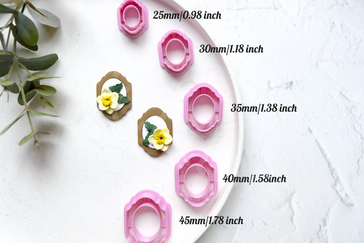 Photo Frame Polymer Clay Cutters: Embossed Scallop Edge, 5 Sizes