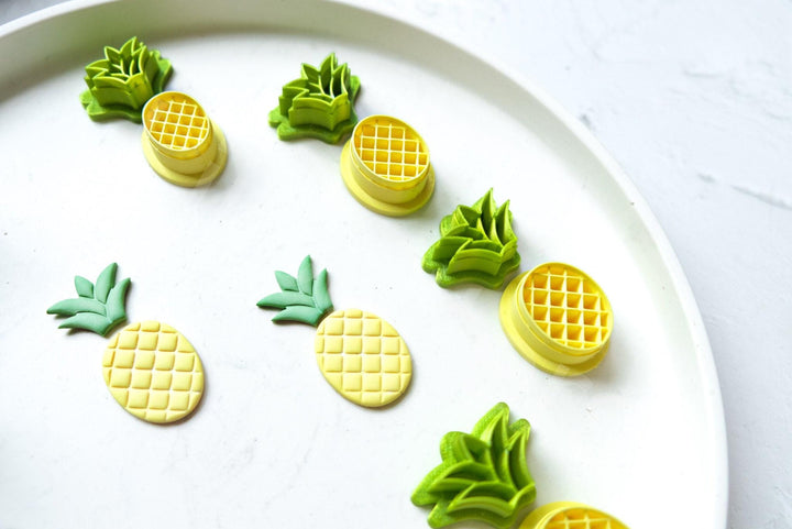 Pineapple Clay Cutter Set: Embossed Polymer Clay Cutters