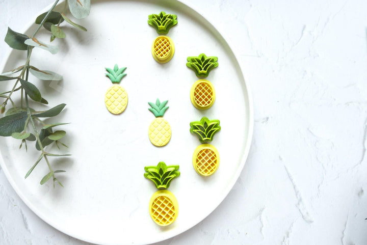 Pineapple Clay Cutter Set: Embossed Polymer Clay Cutters