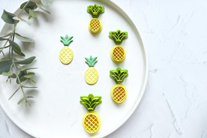 Pineapple Clay Cutter Set: Embossed Polymer Clay Cutters